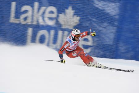 Nov 24, 2017; Lake Louise, Alberta, CAN; Kjetil Jansrud of Norway during men's downhill training for the FIS alpine skiing World Cup at Lake Louise Ski Resort. Mandatory Credit: Eric Bolte-USA TODAY Sports