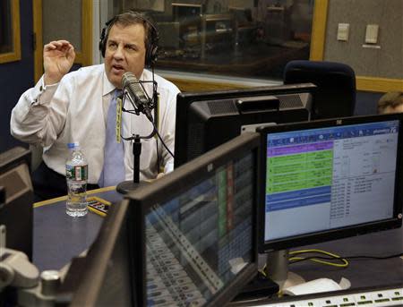 New Jersey Governor Chris Christie speaks during his radio program, "Ask the Governor" broadcast from Ewing, New Jersey February 3, 2014. REUTERS/Mel Evans/Pool