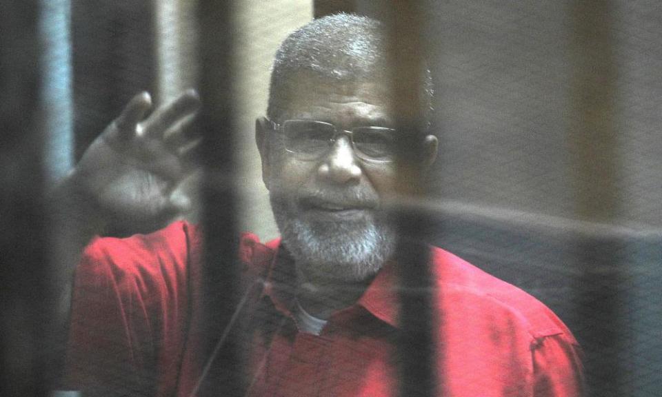 Mohamed Morsi during his trial in Cairo, Egypt, in 2015.