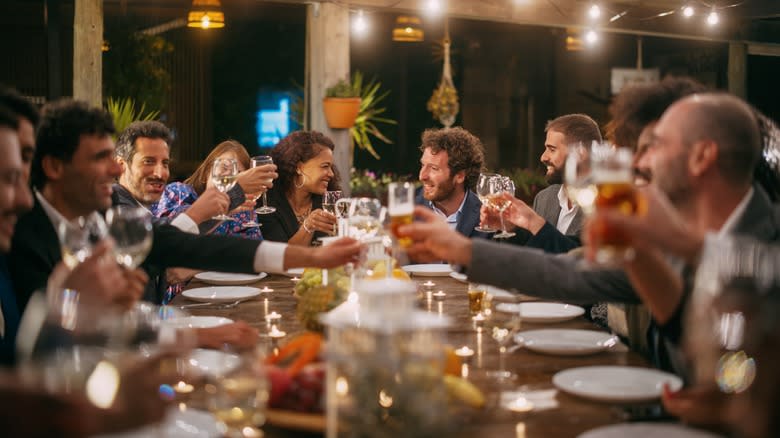 Group of friends toasting in celebration