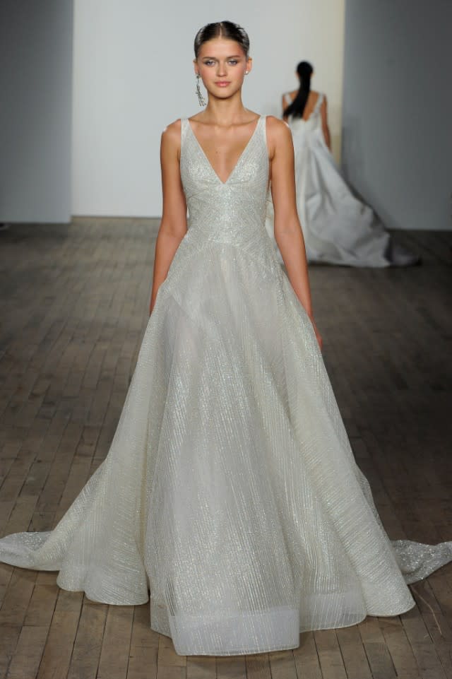 Discover the biggest wedding dress trends from bridal week.