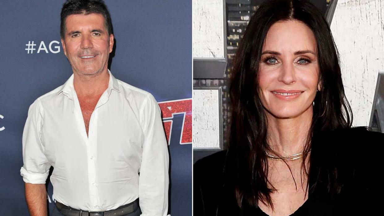 A split image of Simon Cowell and Courteney Cox