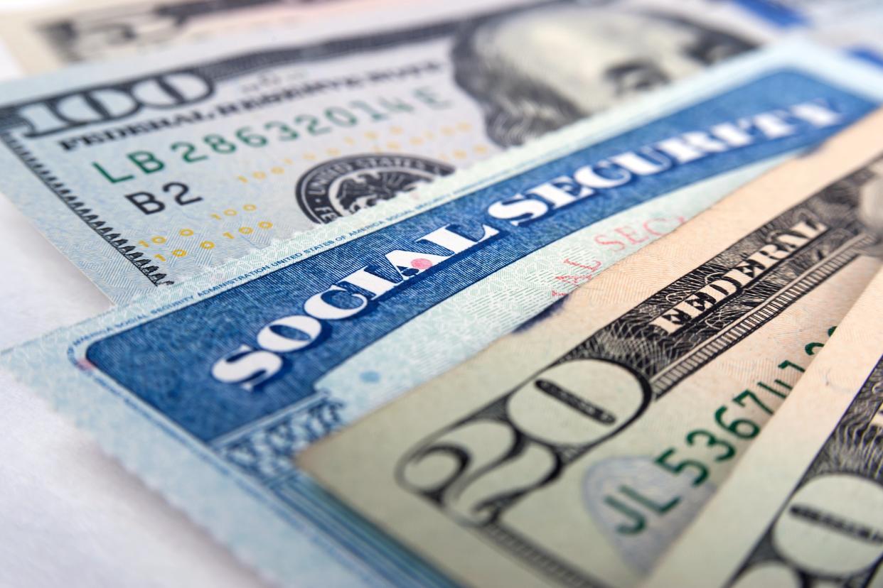 Social security card with money