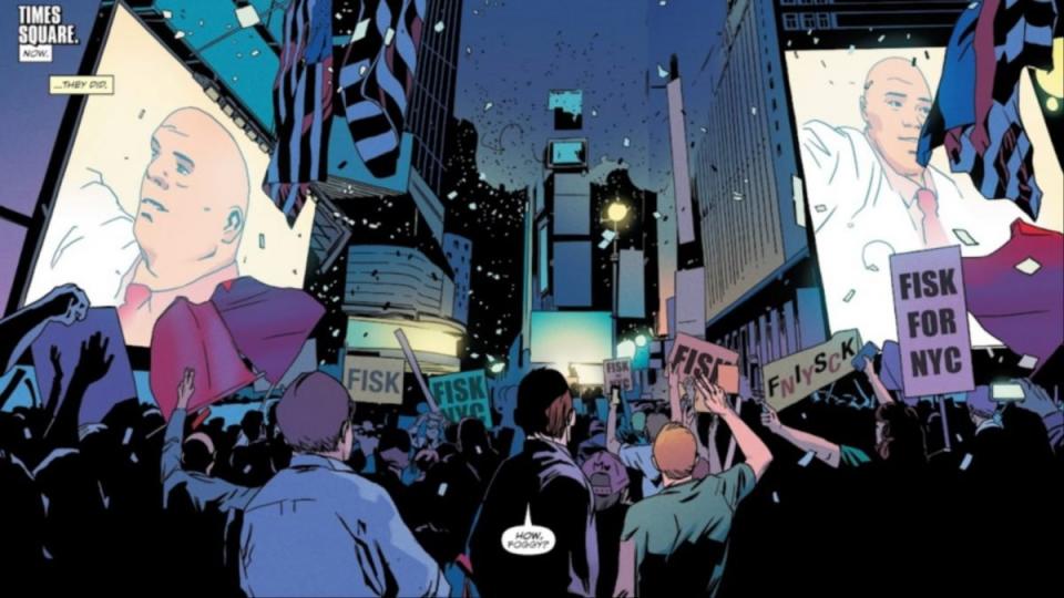 Wilson Fisk, the Kingpin, becomes Mayor of New York City in the Marvel Comics Universe.