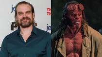 <em>Stranger Things</em> actor David Harbour got bulkier, redder and hornier to play the demonic antihero in the rather ill-fated <em>Hellboy</em> reboot. (Credit: Jason Mendez/Getty Images/Lionsgate)