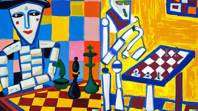 'An oil painting by Matisse of a humanoid robot playing chess' created by DALL·E