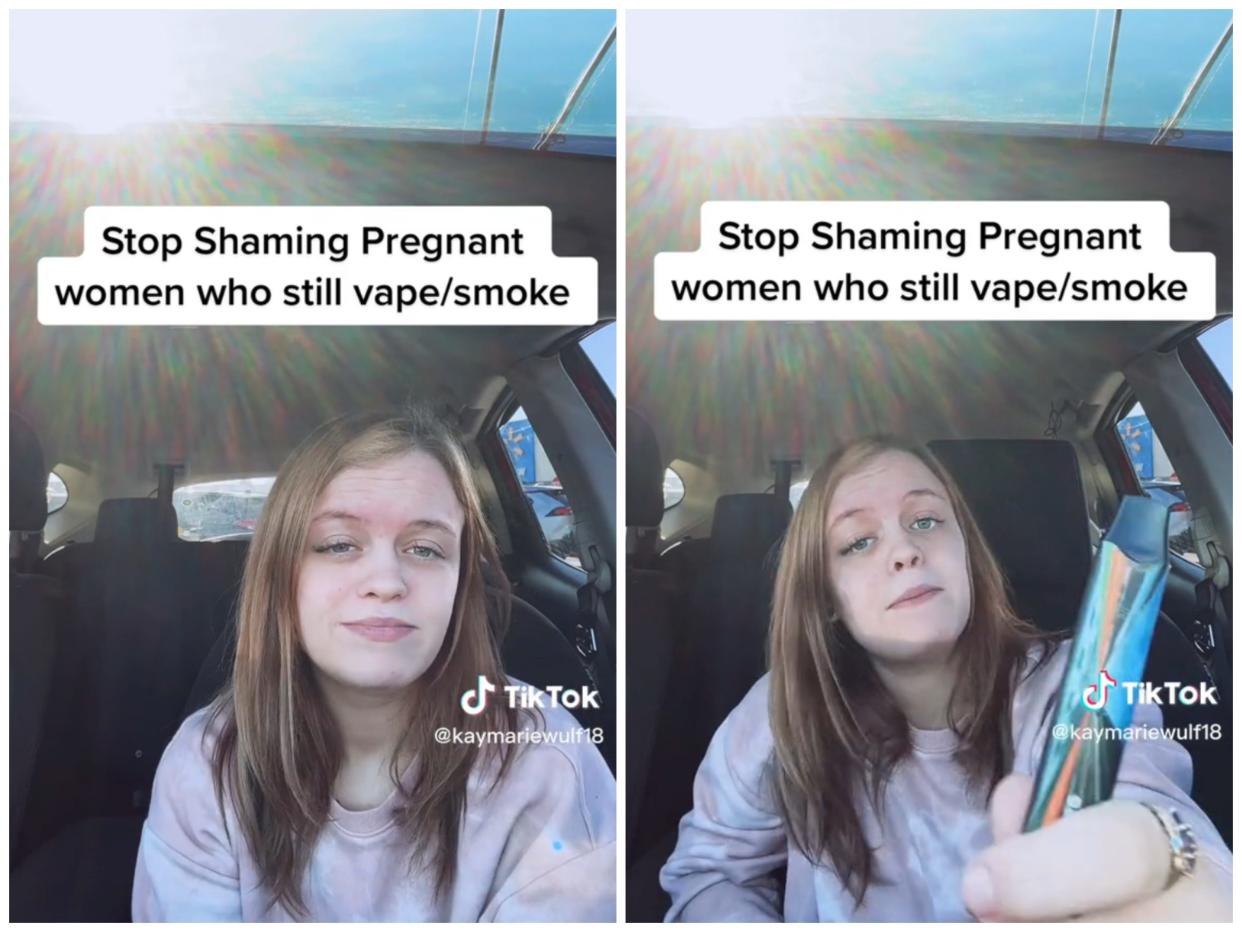 TikTok user Kaylee Wulf shared a video in January 2023 about pregnant women being shamed for smoking or vaping.