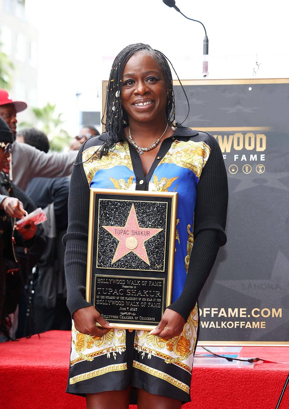 Sekyiwa "Set" Shakur attends the ceremony honoring Tupac Shakur with a posthumous star on The Hollywood Walk Of Fame on June 7, 2023, in Hollywood, California.