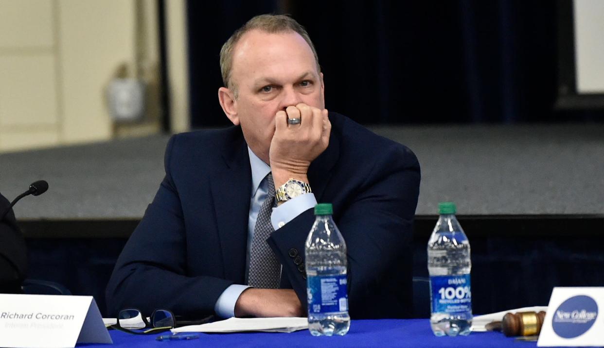 The new conservative board at New College of Florida fired Patricia Okker and replaced her with Richard Corcoran, former House speaker and state education commissioner.