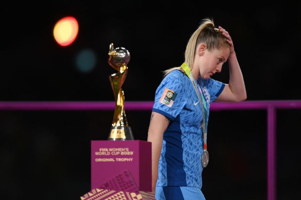 Keira Walsh of England as she walks past the Women's World Cup Trophy after the final (Getty Images)