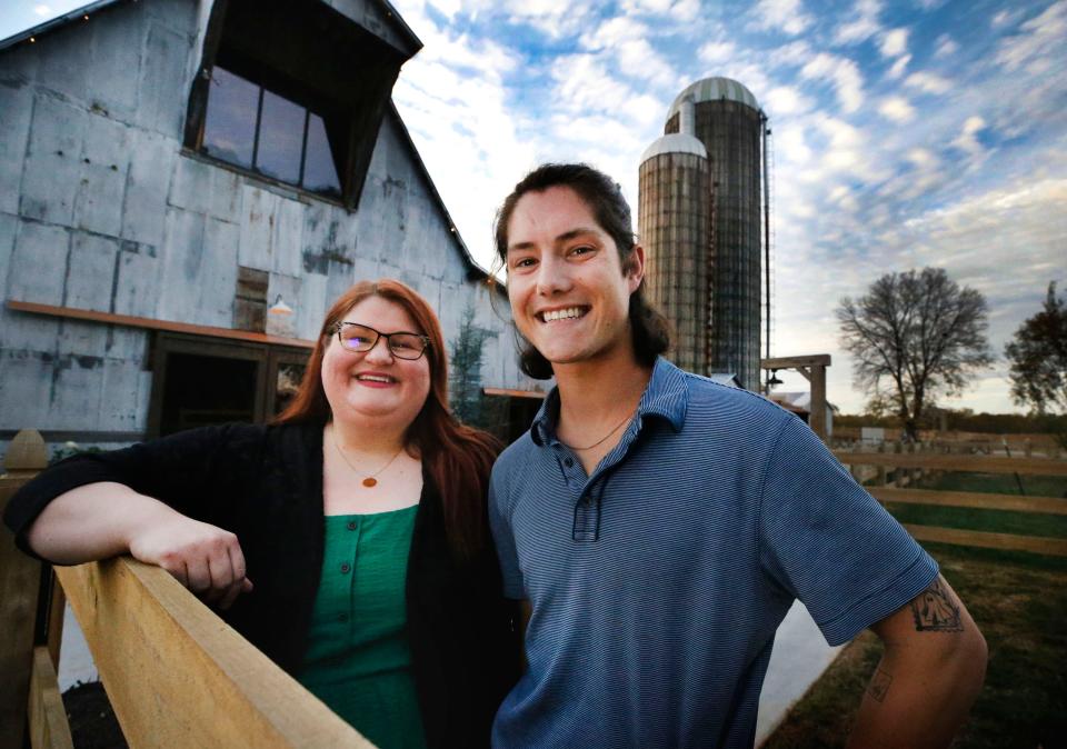 Mandy Singleton, assistant general manager, and John Mark Williamson, the operations manager of the Williamson Family Farm on Monday, Oct. 23, 2023, at the venue.