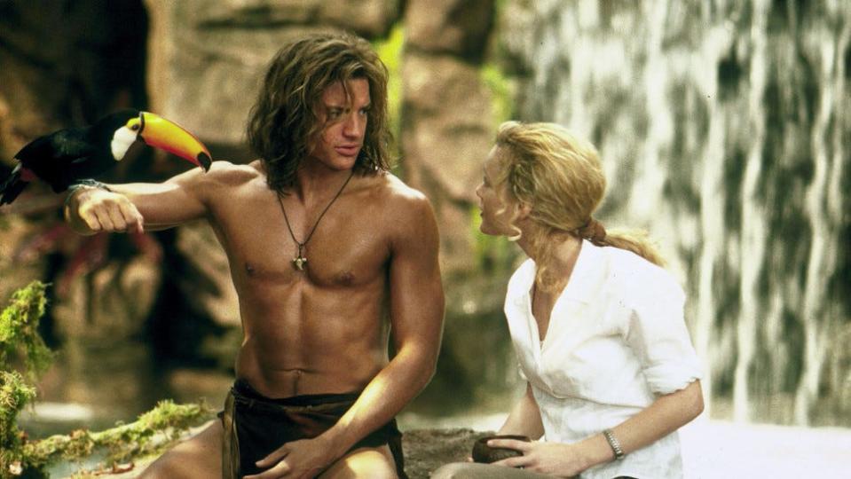 Brendan Fraser and Leslie Mann in "George of the Jungle" (1997).