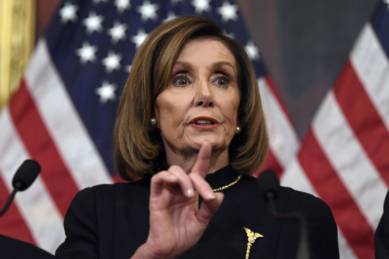 House Speaker <a  data-cke-saved-href="https://www.huffpost.com/news/topic/nancy-pelosi" href="https://www.huffpost.com/news/topic/nancy-pelosi">Nancy Pelosi</a> (D-Calif.) told colleagues that the chamber will vote this week on a new war powers resolution meant to limit President <a  data-cke-saved-href="https://www.huffpost.com/news/topic/donald-trump" href="https://www.huffpost.com/news/topic/donald-trump">Donald Trump</a>’s military actions against Iran.