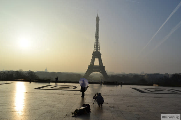 <p><b>Adapting to different styles of leisurely interaction</b>: In 2004, the Eiffel Tower began hosting an ice skating rink on the first floor each winter. Photo by <a href="http://www.flickr.com/photos/bhuvani/" rel="nofollow noopener" target="_blank" data-ylk="slk:Bhuvani Krishnamurthi;elm:context_link;itc:0;sec:content-canvas" class="link ">Bhuvani Krishnamurthi</a>.</p>