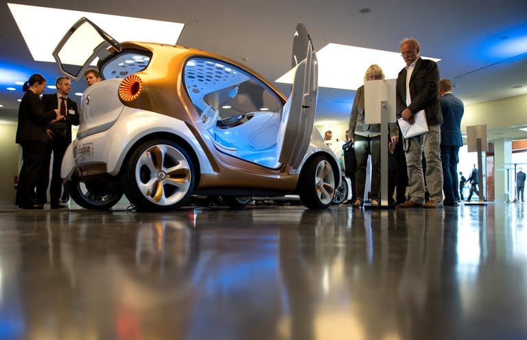 A Smart Forvision concept car is pictured at the Electric Mobility conference in Berlin on May 27, 2013. Germany has spent almost 1.5 billion euros to subsidise research and development in electric mobility and is promoting the models by scrapping car registration tax for the first 10 years