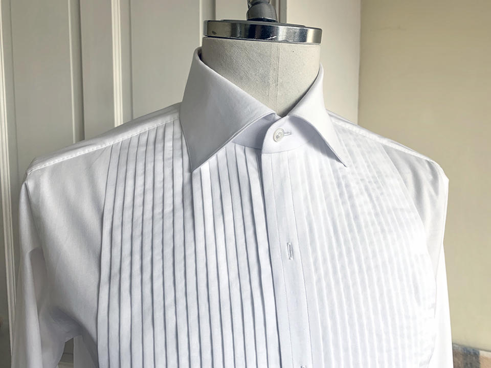 A tuxedo shirt from Wil Whiting displays the crisp quality his collar-making method cann achieve.