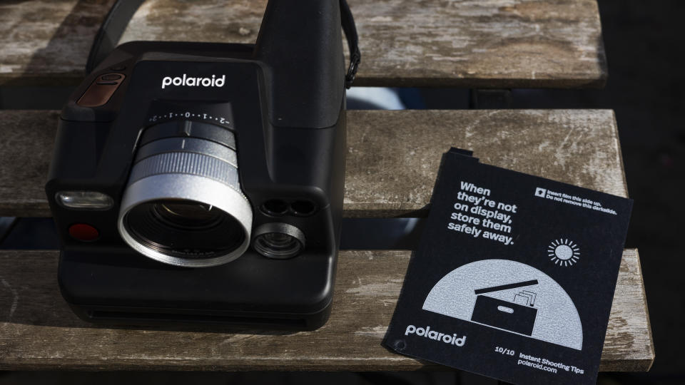 The Polaroid I-2 on a table in the sunshine