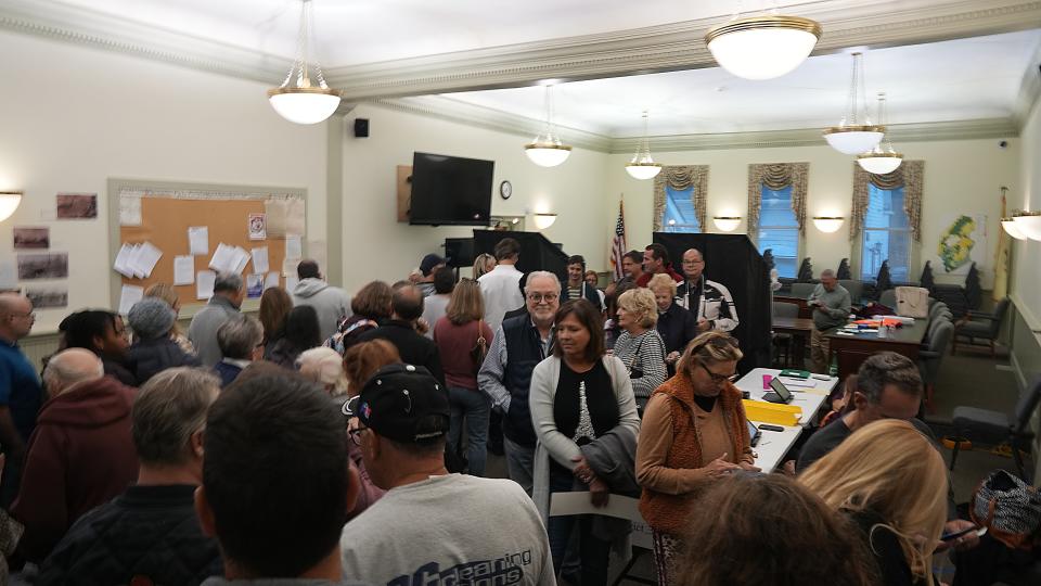 Only two machines were available for voters at the Chester Twp. Municipal Building where they waited an hour and 45 minutes to cast their ballots on November 8, 2022.