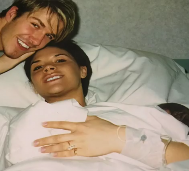 David and Victoria Beckham in hospital with newborn son Brooklyn (Instagram)