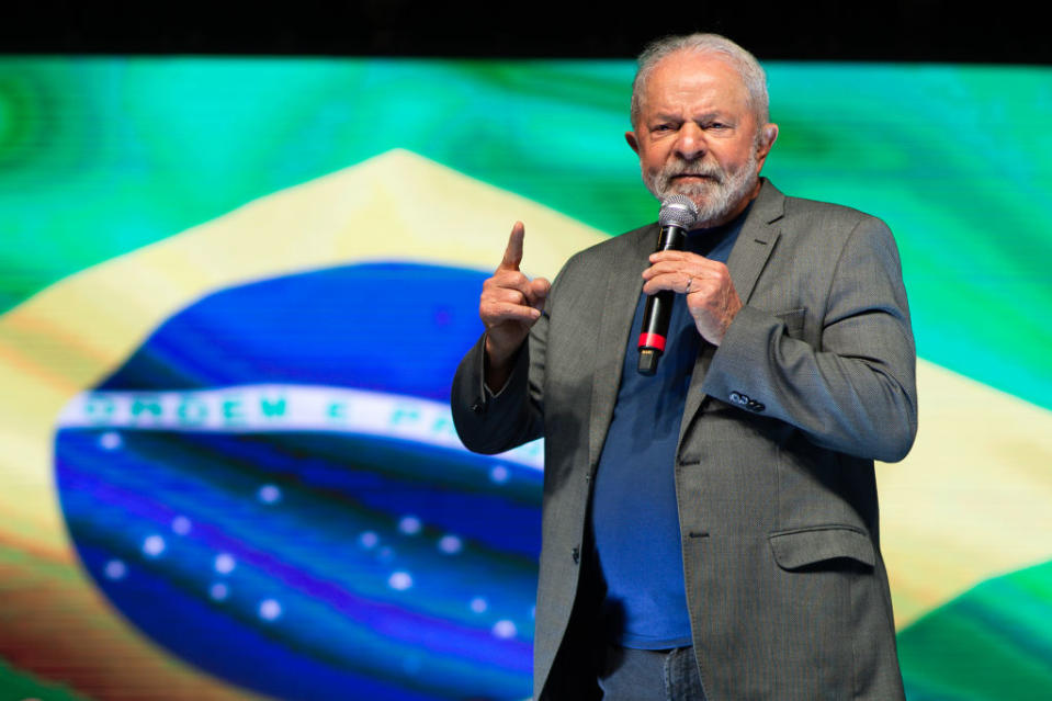 Brazilian president-elect Lula Da Silva during a campaign rally at Centro de Convenções Ulysses Guimarães on July 12, 2022 in Brasilia, Brazil.<span class="copyright">Andressa Anholete—Getty Images</span>