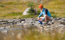 <p>Water is necessary for life, but it’s also extremely heavy, which makes it difficult to pack enough for an entire backpacking trip. Bring a full bottle or hydration pack (like the <a rel="nofollow noopener" href="https://www.amazon.com/dp/B001KZGYMC/ref=as_li_ss_tl?ie=UTF8&linkCode=ll1&tag=travandleis07-20&linkId=039c7b3a41626062288ba09e91d64f94" target="_blank" data-ylk="slk:lightweight and flexible Platypus;elm:context_link;itc:0;sec:content-canvas" class="link ">lightweight and flexible Platypus</a>), as well as <a rel="nofollow noopener" href="http://click.linksynergy.com/fs-bin/click?id=93xLBvPhAeE&subid=0&offerid=326288.1&type=10&tmpid=13347&RD_PARM1=http%3A%2F%2Fwww.ems.com%2Fkatadyn-micropur-tablets%2F1308791.html&u1=TLTRVtrvG1BackpackingML1Sep16" target="_blank" data-ylk="slk:purification tablets;elm:context_link;itc:0;sec:content-canvas" class="link ">purification tablets</a>, <a rel="nofollow noopener" href="http://click.linksynergy.com/fs-bin/click?id=93xLBvPhAeE&subid=0&offerid=326288.1&type=10&tmpid=13347&RD_PARM1=http%3A%2F%2Fwww.ems.com%2Fsawyer-products-squeeze-filter-32-oz.%2F1308742.html&u1=TLTRVtrvG1BackpackingML1Sep16" target="_blank" data-ylk="slk:a filter;elm:context_link;itc:0;sec:content-canvas" class="link ">a filter</a>, or a bottle with a <a rel="nofollow noopener" href="https://www.rei.com/c/water-bottles-and-treatment" target="_blank" data-ylk="slk:built-in filtration system;elm:context_link;itc:0;sec:content-canvas" class="link ">built-in filtration system</a>.</p>