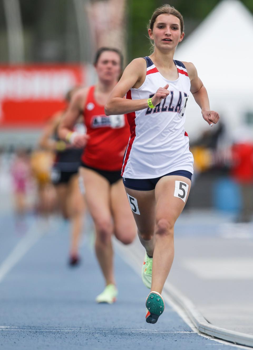 Ballard's Annika Larson competes in the Class 3A 1,500-meter run during the 2022 Iowa high school track and field state championships at Drake Stadium Saturday, May 21, 2022 in Des Moines.