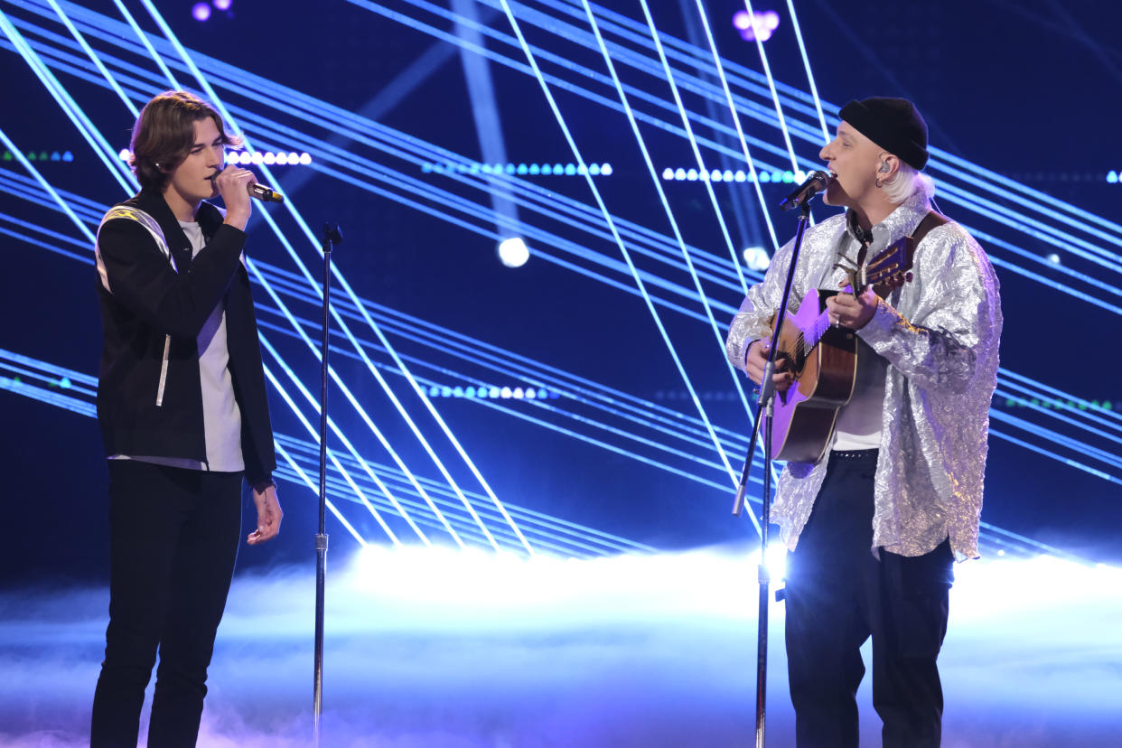 Brayden Lape and Bodie duet on 'The Voice' Season 22. (Photo: Trae Patton/NBC via Getty Images)