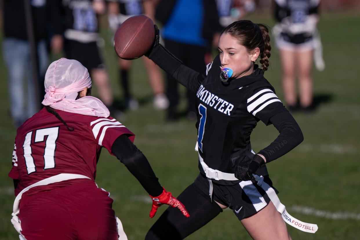 Leominster's Hailey Jimenez looks to evade Fitchburg's Bianelis Pena on Thursday at Crocker Field.