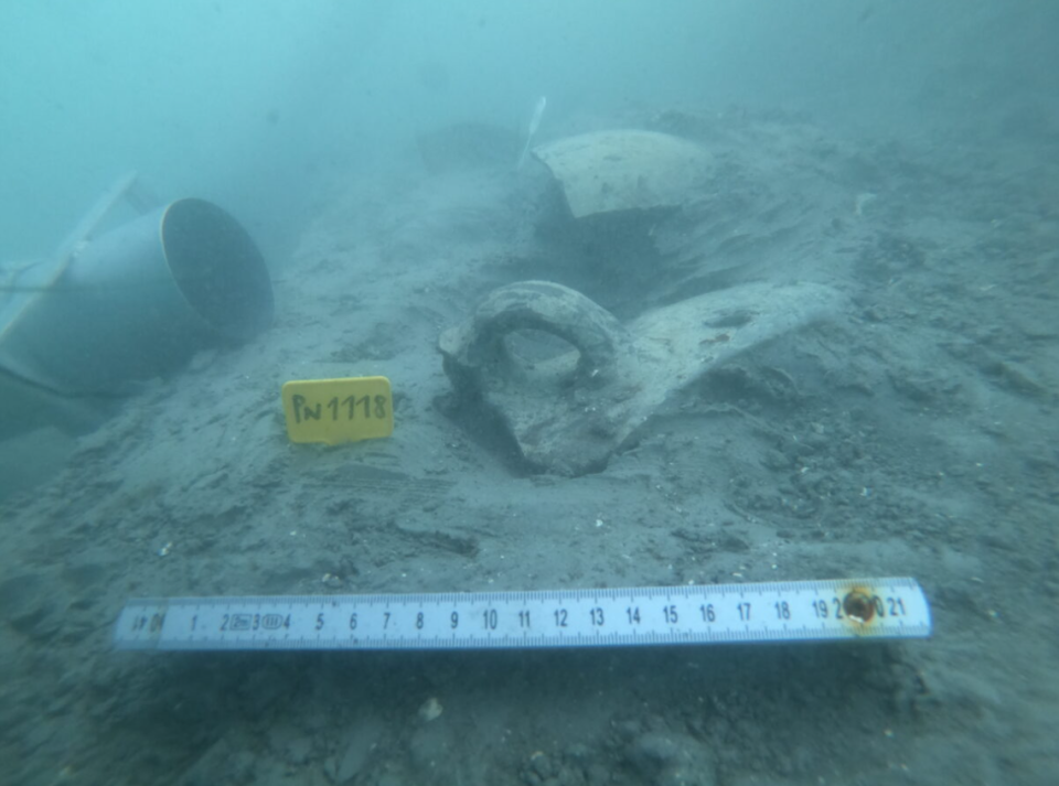 Some of the fragments found by divers Photo from the Institute for Underwater Archaeology