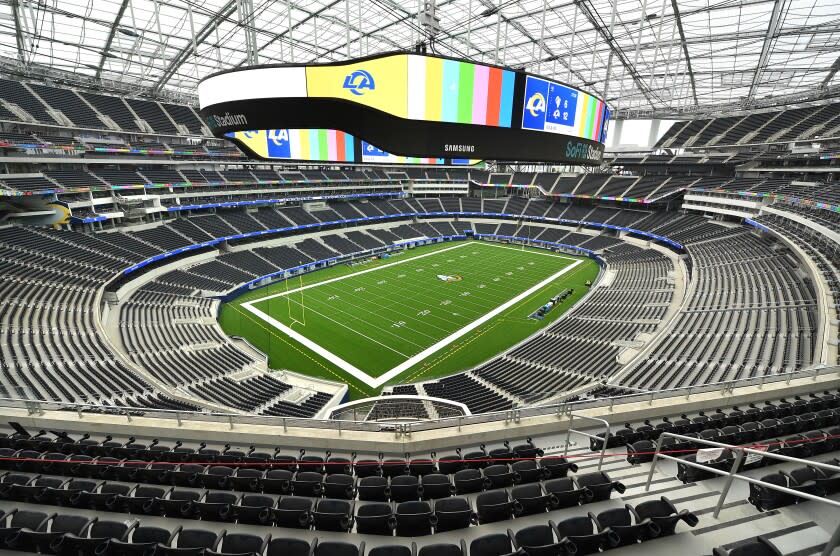 INGLEWOOD, CALIFORNIA AUGUST 22, 2020-A view of SoFi Stadium in Inglewood.