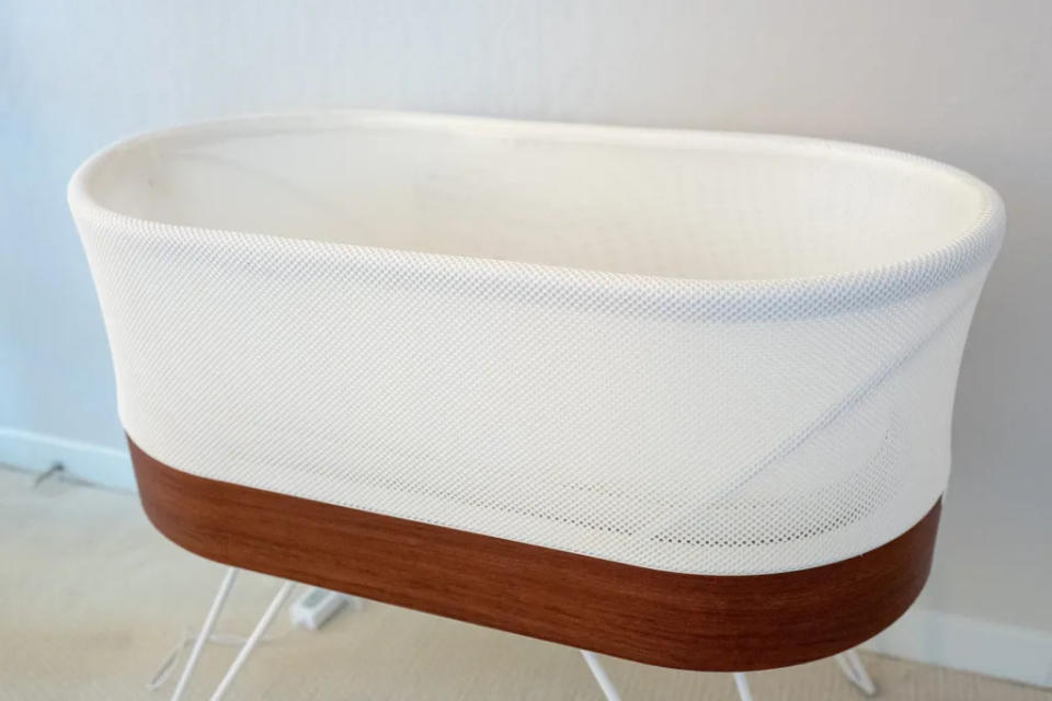 SNOO robotic baby bassinet from Happiest Bay, Lafayette, California, April 27, 2021. (Photo by Smith Collection/Gado/Getty Images)