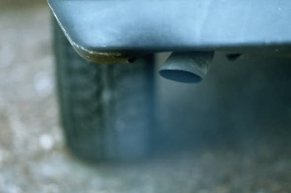 Car exhaust pipe, close-up.