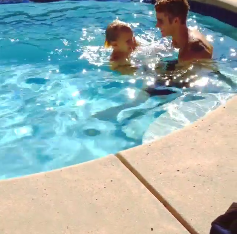 Justin has worked with Jaxon on his swimming. (Photo: Instagram)