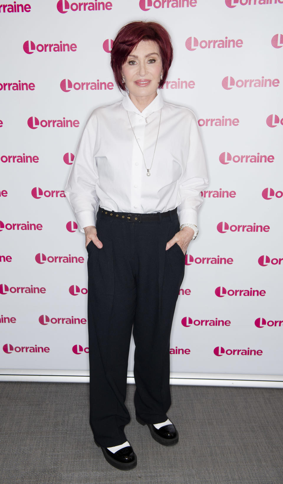 Sharon Osbourne wears white top and black pants on 'Lorraine'