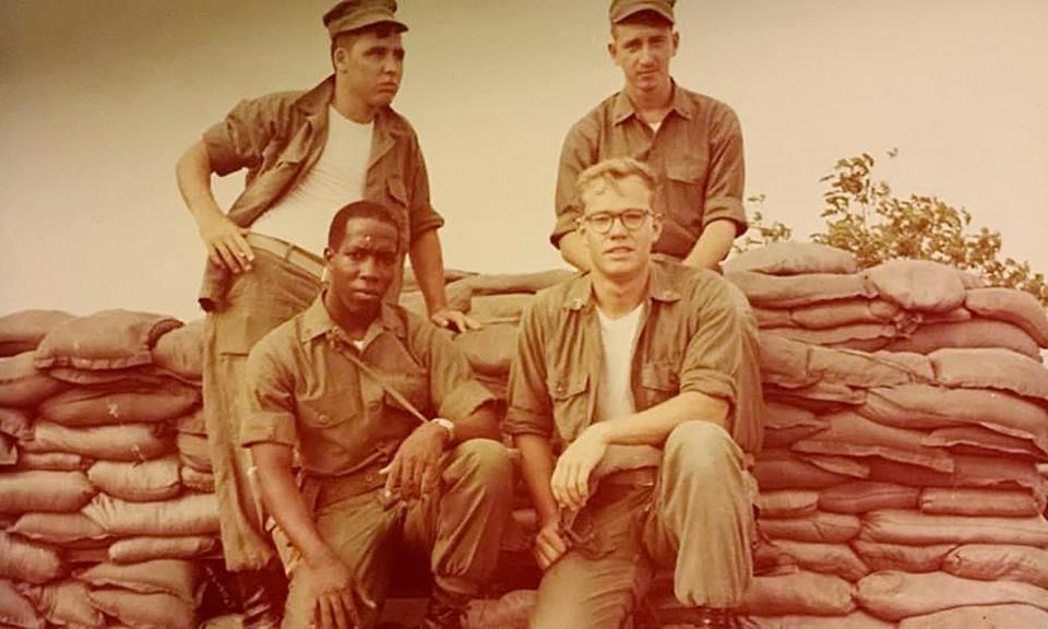 Benjamin Taylor, bottom left, a Vietnam veteran from his United States Marine Corps service while at Marine-Guantanamo Bay, Cuba 1969