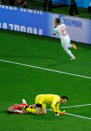 <p>Soccer Football – World Cup – Group E – Serbia vs Switzerland – Kaliningrad Stadium, Kaliningrad, Russia – June 22, 2018 Switzerland’s Xherdan Shaqiri celebrates scoring their second goal REUTERS/Fabrizio Bensch </p>