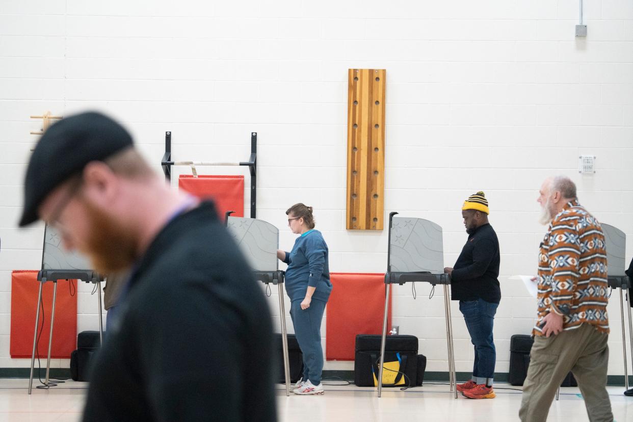 Nov 7, 2023; Newark, Ohio, USA; Newark residents make their selections on Election Day.