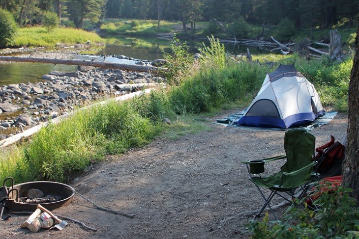 Tent site at Slough Creek Campground in Yellowstone