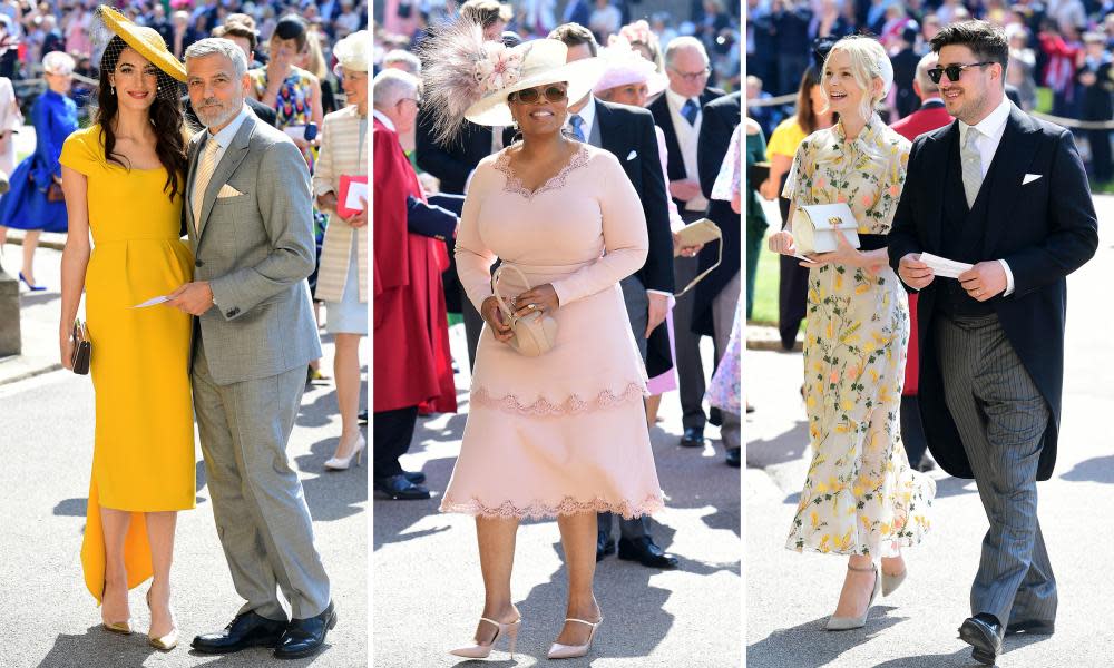 Amal and George Clooney, Oprah Winfrey, and Carey Mulligan and Marcus Mumford arrive for the royal wedding.