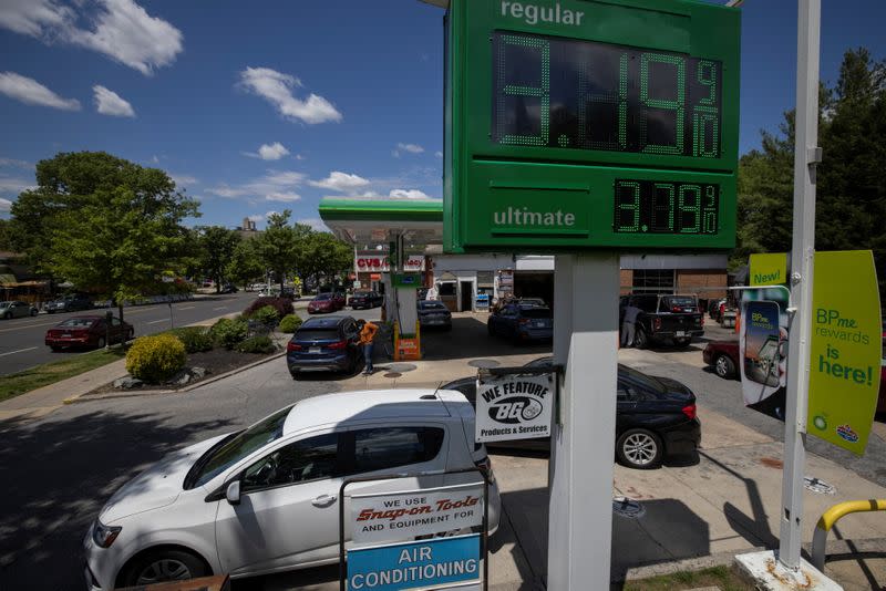 Gas prices are seen at BP gas station after cyberattack on Colonial Pipeline, in Washington