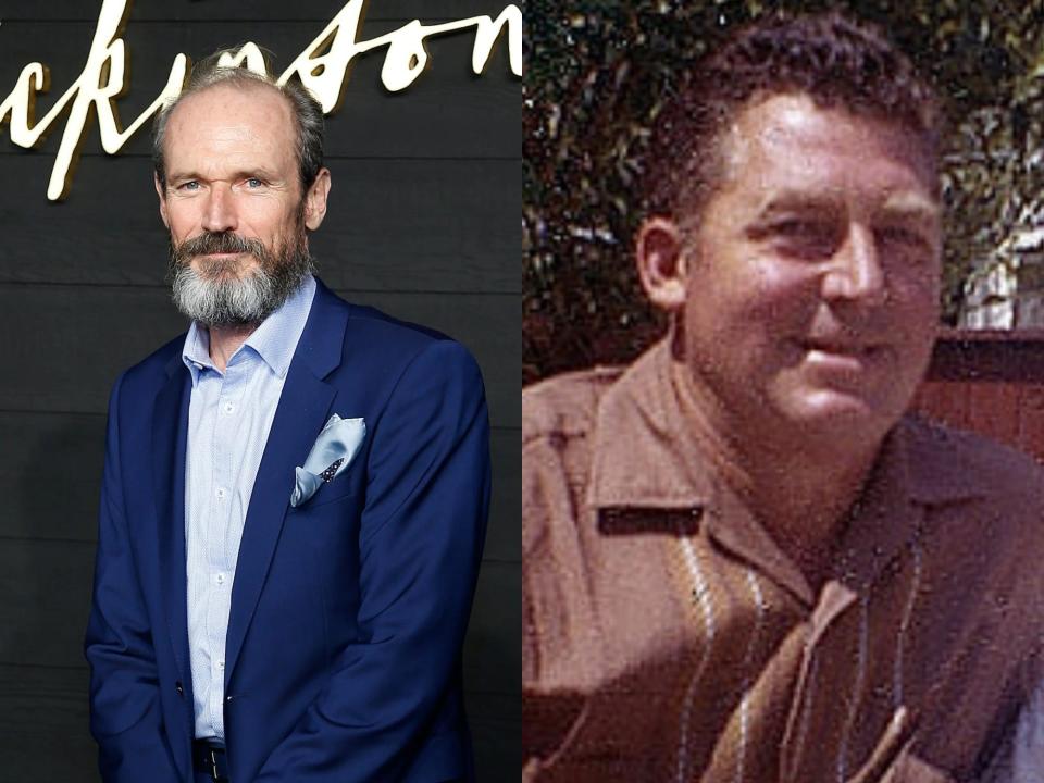 Toby Huss on a red carpet (left) and Nick Yankovic (right)