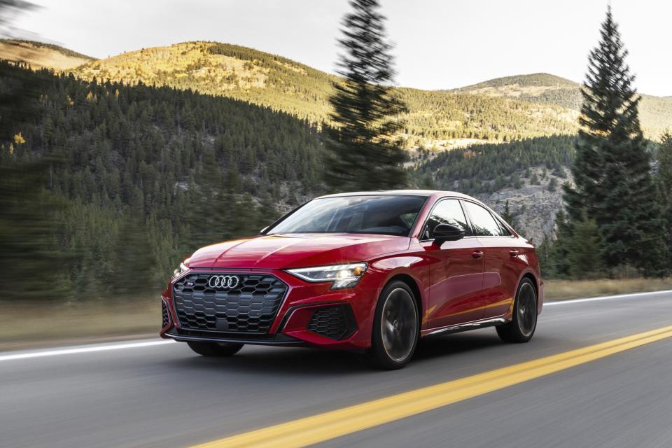 This photo provided by Audi shows the 2024 S3. This sport sedan's standard all-wheel drive is beneficial for traction for winter weather driving as well as enthusiastic acceleration in drier conditions. (Audi AG via AP)
