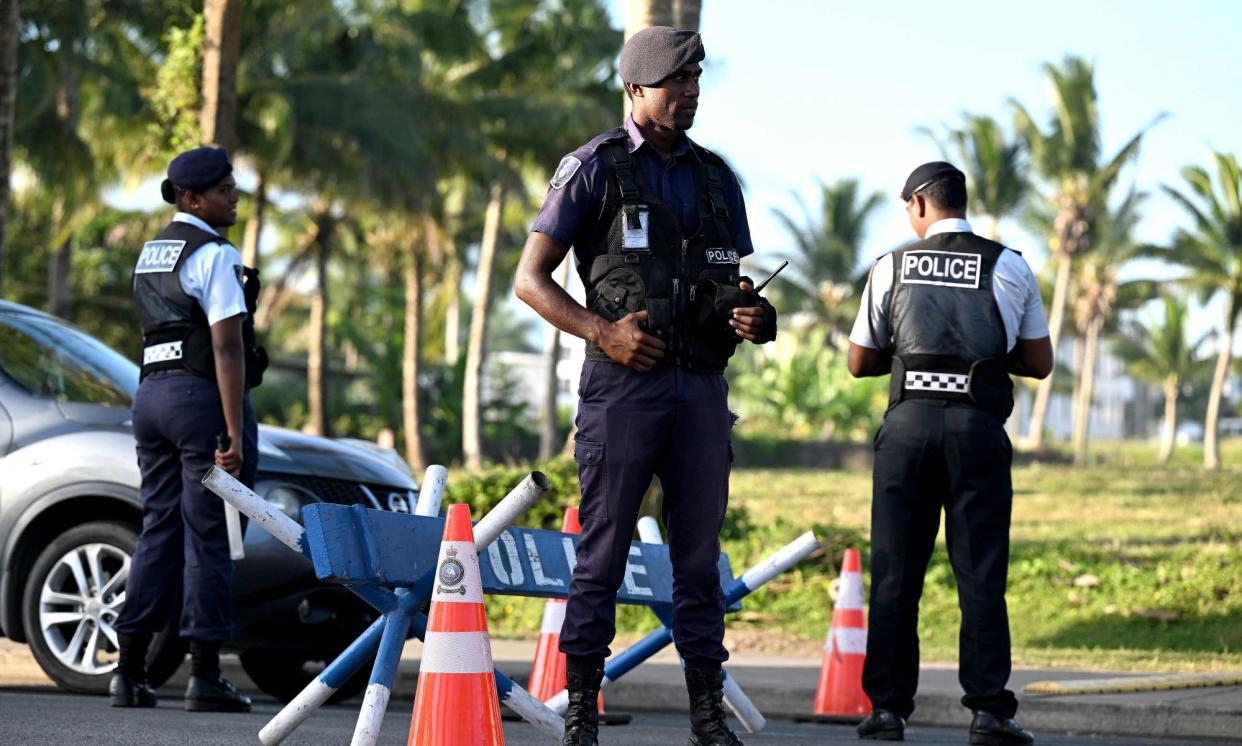 <span>The wide-ranging agreement between Fiji and China signed in 2011 provides for the exchange of intelligence, police training and the supply of equipment.</span><span>Photograph: Saeed Khan/AFP/Getty Images</span>