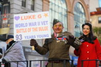 <p>A member of the Tier Rats rides a motorcycle up Fifth Avenue during the Veterans Day parade on Fifth Avenue in New York on Nov. 11, 2017. (Photo: Gordon Donovan/Yahoo News) </p>