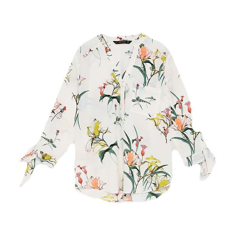 <a rel="nofollow noopener" href="https://www.zara.com/us/en/woman/tops/view-all/blouse-with-bows-on-sleeves-c733890p4846618.html" target="_blank" data-ylk="slk:Blouse With Bows On Sleeves, Zara, $36;elm:context_link;itc:0;sec:content-canvas" class="link ">Blouse With Bows On Sleeves, Zara, $36</a>