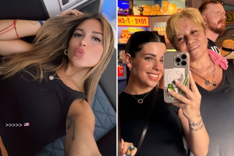 Agustina Gandolfo rumbo a Atlanta y Valentina Cervantes con su suegra en Disney