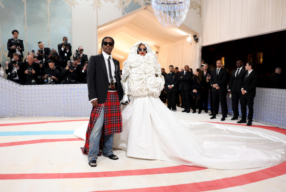 A$AP Rocky and Rihanna attend the 2023 Met Gala celebrating 