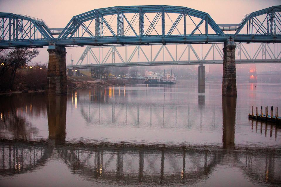 The Purple People Bridge in 2021. The bridge celebrates its 150th anniversary this year.