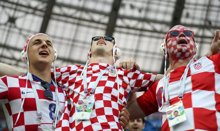 FILE PHOTO: Croatia fans inside the Luzhniki Stadium, Moscow, Russia - July 11, 2018. REUTERS/Carl Recine/File Photo