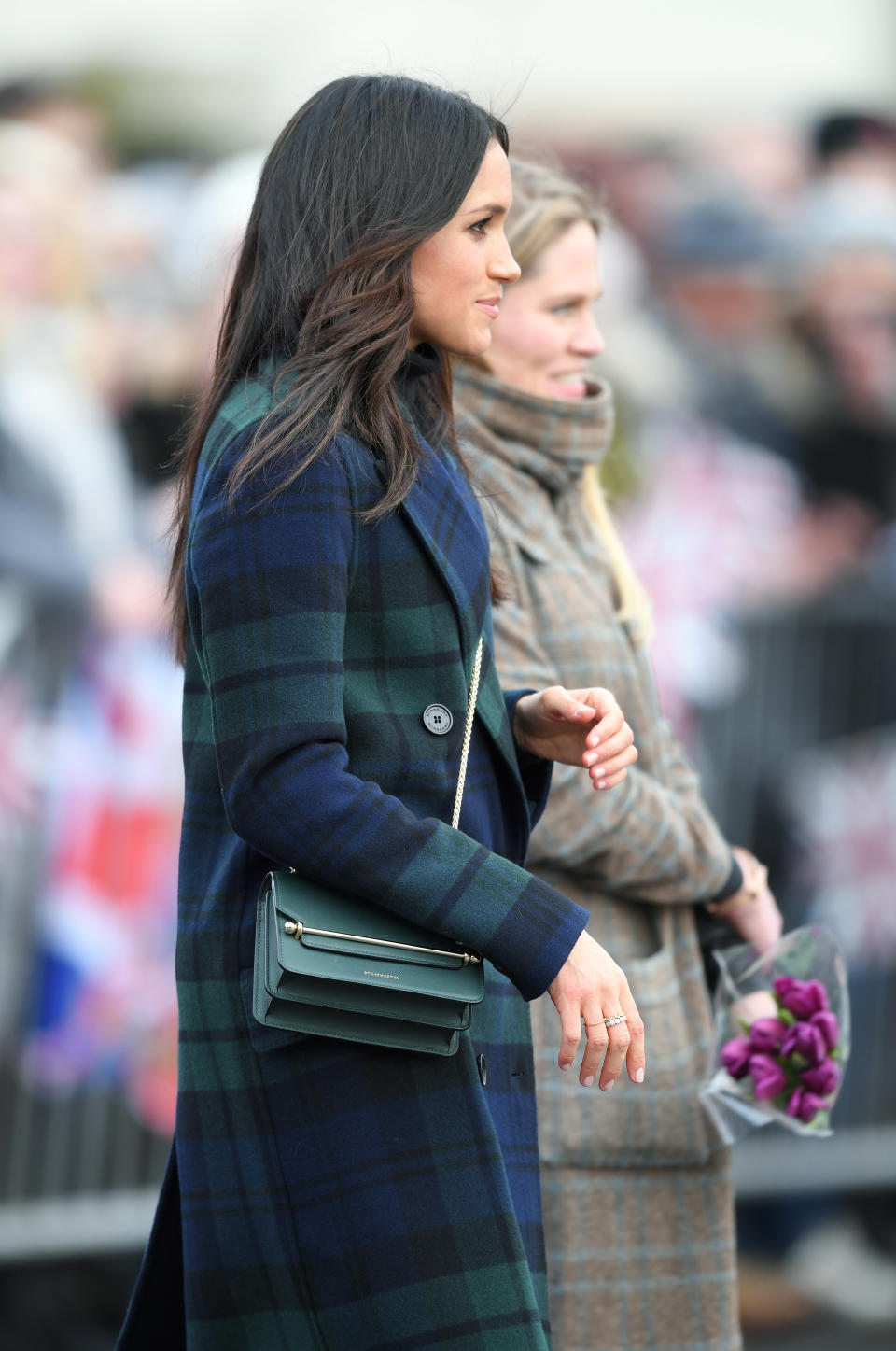 Meghan Markle wore a green Stratberry bag for her royal engagement in Edinburgh, Scotland, back in 2018.  (Getty Images)